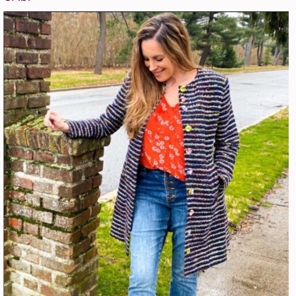 NWOT CAbi #5660 SZ 8 Headline Topper Button-Down Coat in Multi Stripe - Picture 5 of 10